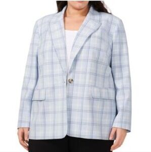 Halogen Light Blue Plaid Blazer